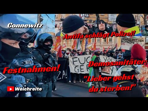 Antifa schlägt Polizei! Festnahmen bei Antifa Palästina Demo Connewitz Leipzig 17.1.26