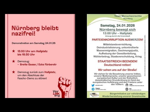 „Nürnberg bewegt sich“ & Antifa Gegendemo 24.1.26 „Nürnberg bewegt sich“ & Antifa Gegendemo 24.1.26