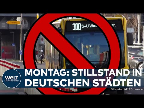 STILLSTAND DEUTSCHER STÄDTE: Verdi stoppt Verkehr! Montag Bundesweiter Warnstreik im Nahverkehr