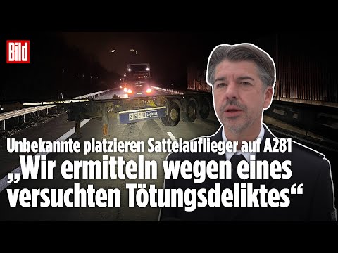 TODESFALLE AUF DER A281: Unbekannte stellen Sattelauflieger quer auf Autobahn! Polizei ermittelt!