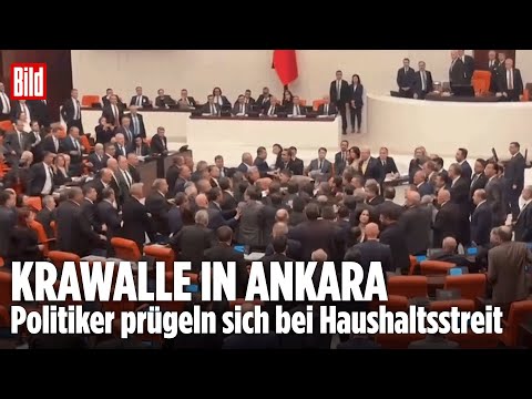 EKLAT IM PARLAMENT: Türkische Politiker prügeln sich bei Haushaltsdebatte