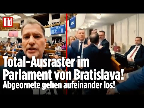 PRÜGELEI IM PARLAMENT: Chaos bei Abstimmung in Bratislava PRÜGELEI IM PARLAMENT: Chaos bei Abstimmung in Bratislava