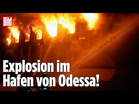 RUSSISCHER ANGRIFF AUF ODESSA: Explosion im Hafen – Schiff in Flammen, schwere Schäden RUSSISCHER ANGRIFF AUF ODESSA: Explosion im Hafen – Schiff in Flammen, schwere Schäden