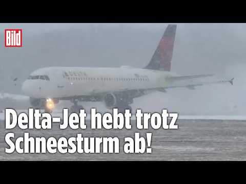 WETTER-WAHNSINN IN NEW YORK: Delta-Jet hebt mitten im Schneesturm ab