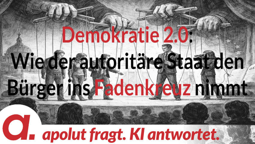 apolut fragt. KI antwortet: Demokratie 2.0 – Wie der autoritäre Staat den Bürger ins Fadenkreuz nimmt
