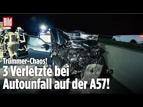 CRASH AUF A57: Trümmer-Chaos bei Dormagen! Autobahn stundenlang gesperrt – mehrere Verletzte!