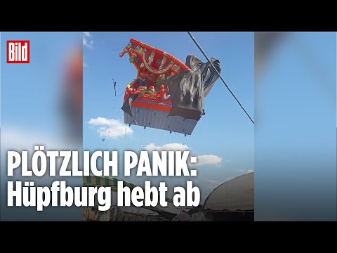 KINDER IN GEFAHR: Windböe schleudert Hüpfburg neun Meter in die Luft – Verletzte auf Volksfest