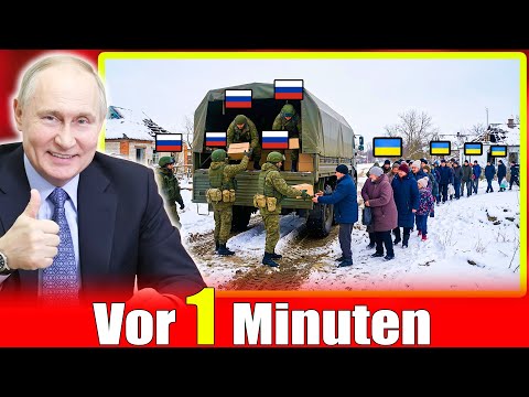 Nach der Schlacht: Russische Soldaten liefern Lebensmittel in ukrainischen Dörfern