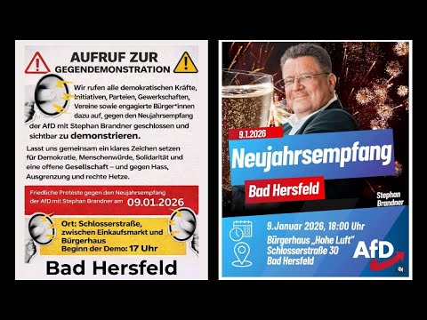 Stephan Brandner AfD Neujahrsempfang & Antifa Gegendemo Bad Hersfeld 9.1.26