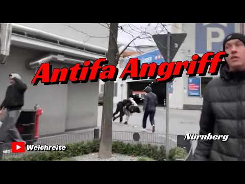 Antifa Angriff in Nürnberg 21.2.26 „Kriegspofiteure raus aus unserer Stadt!“ Laufdemo 21.2.26
