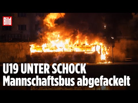 DRAMA UM HALLESCHER FC: Brand-Anschlag auf Teambus – Polizei jagt Täter in Frankfurt