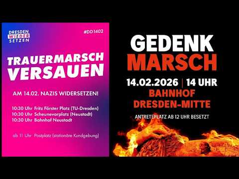 Dresden Gedenken & „Widersetzen“ Antifa Gegendemo 14.2.26