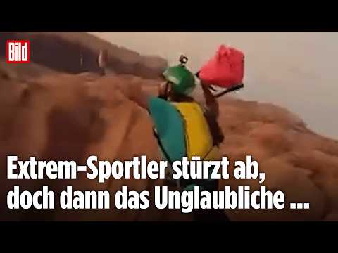 Horror-Crash beim Base-Jumping: Sportler schrammt Felswand runter