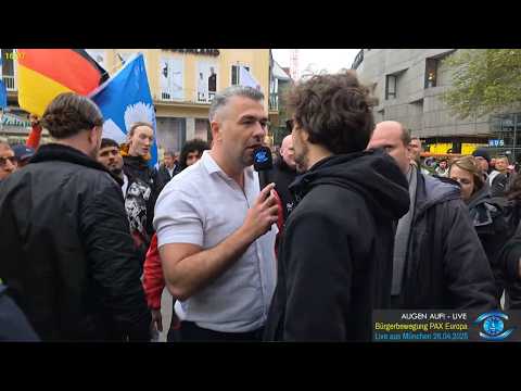 Irfan Peci konfrontiert linke „Nazis raus“-Plärrer in München am Mikrofon Irfan Peci konfrontiert linke „Nazis raus“-Plärrer in München am Mikrofon