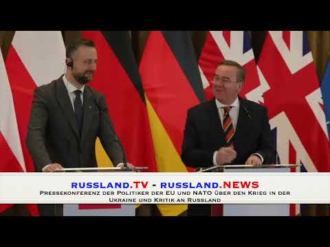 Pressekonferenz der Politiker der EU und NATO über den Krieg in der Ukraine und Kritik an Russland