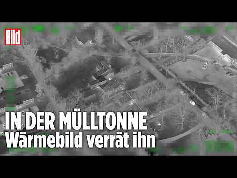 Wärmebild verrät Verdächtigen: Polizei schnappt Flüchtigen in Mülltonne