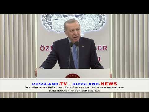 Der türkische Präsident Erdoğan spricht nach dem iranischen Raketenangriff vor dem Militär