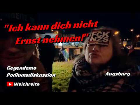 „Ich kann dich nicht Ernst nehmen!“ Gegendemo Podiumsdiskussion Augsburg 1.3.26 „Ich kann dich nicht Ernst nehmen!“ Gegendemo Podiumsdiskussion Augsburg 1.3.26