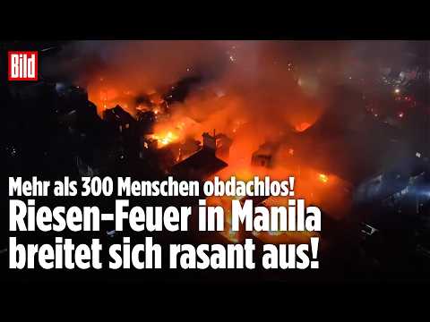 MANILA: Feuer-Drama im Elends-Viertel! Anwohner fliehen vor den Flammen!