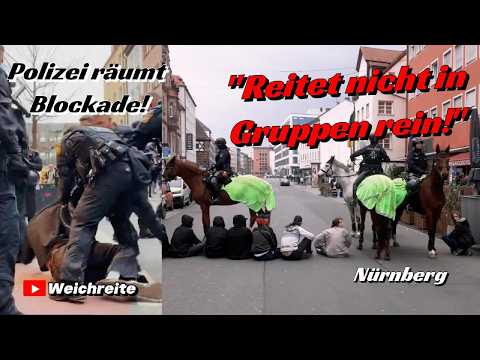Polizei Reiterstaffel in Antifa Blockade & Räumung Nürnberg Team Menschenrechte & Gegendemo 21.3.26