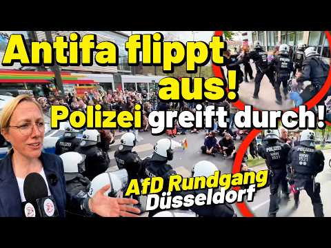 ANTIFA flippt völlig aus! 💥 Polizei greift durch! Lena Kotré AfD Rundgang in Düsseldorf eskaliert!