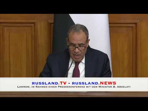 Lawrow, im Rahmen einer Pressekonferenz mit dem Minister B  Abdelati