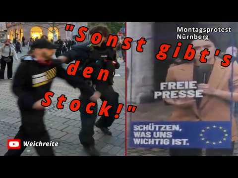 Polizei: „Sonst gibt’s den Stock!“ Montagsprotest TMR Gegendemo Antifa Blockaden Nürnberg 27.4.26
