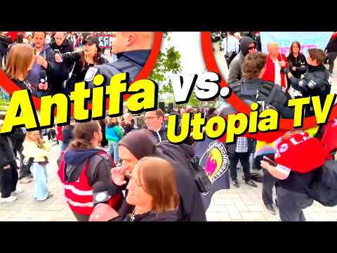 ANTIFA beleidigt & bedrängt 😱 Polizei greift ein 👮 Linke Demo gegen AfD Veranstaltung Düsseldorf