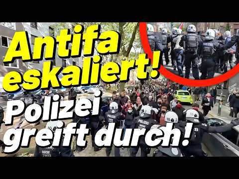 Antifa ESKALIERT! 💥 Tumulte & Blockaden 😱 AfD Rundgang: Polizei greift durch gegen Linke Düsseldorf