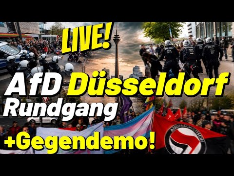 LIVE ❗ AfD Rundgang & Antifa GEGENDEMO 💥 Düsseldorf Stadtbild Spaziergang – Eskaliert es? 😱