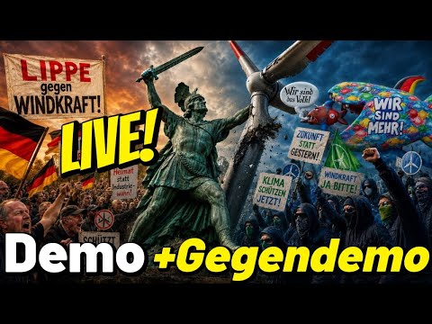 LIVE ❗️ AfD Detmold Demo & ANTIFA Gegendemo 💥 Protest & Umzug gg. Windkraft Nähe Hermannsdenkmal