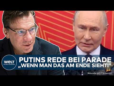 MOSKAU: Rede von Putin! Präsident von Russland spricht bei Parade auf Roten Platz am Kreml