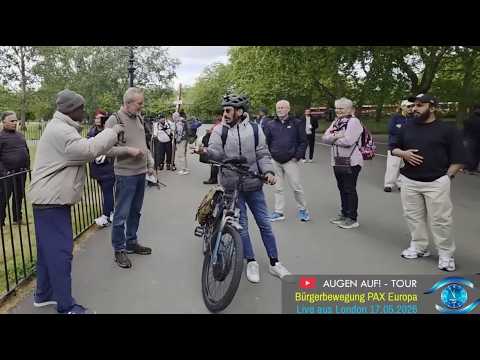 Streit am Speakers‘ Corner in London zwischen arabischem Moslem und schwarzem britischen Hindu