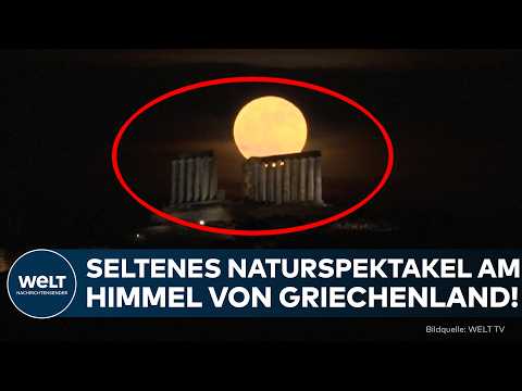 ATHEN: Spektakulärer Vollmond sorgt für beeindruckende Himmelsbilder über den Dächern der Stadt!