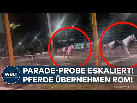 AUSNAHMEZUSTAND IN ROM: Chaos auf vier Hufen! Paradepferde legen Verkehr lahm!