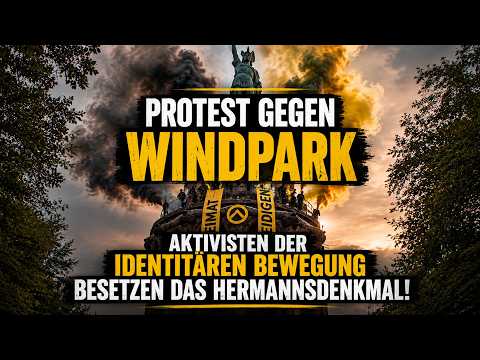 Protest gegen Windpark – Aktivisten der Identitären Bewegung besetzen das Hermannsdenkmal! Protest gegen Windpark – Aktivisten der Identitären Bewegung besetzen das Hermannsdenkmal!