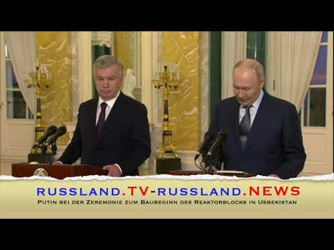 Putin bei der Zeremonie zum Baubeginn des Reaktorblocks in Usbekistan