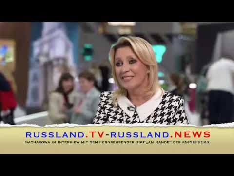 Sacharowa im Interview mit dem Fernsehsender 360°„am Rande“ des #SPIEF2026