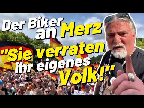 „Sie verraten ihr eigenes Volk!“ 😱 Der Biker Interview Merz & Regierung Demo Projekt M1llion Berlin