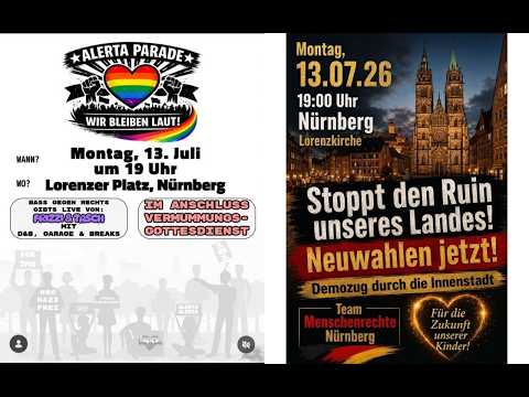 Nürnberg Montagsprotest Team Menschenrechte & Antifa Gegendemos 13.7.26
